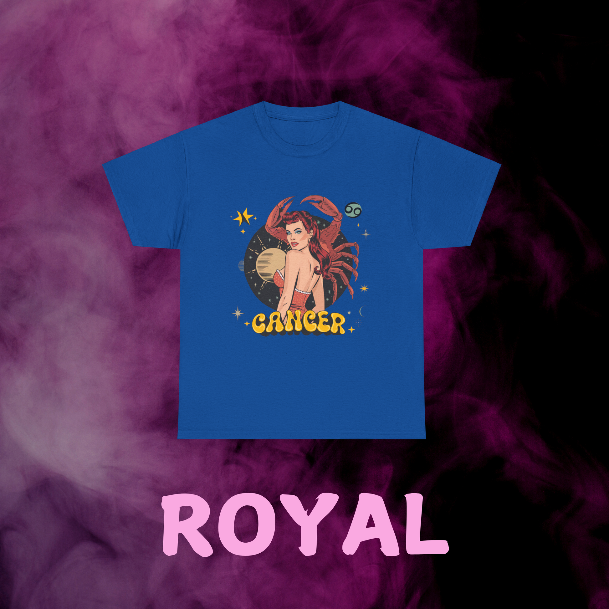 Cancer water sign t-shirt with moon phase details - unique zodiac sign apparel.