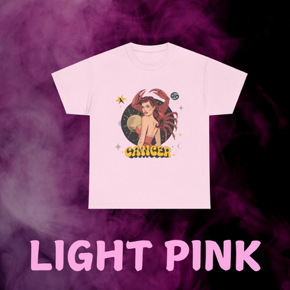 Bold Cancer zodiac sign graphic print t-shirt - statement astrology clothing.